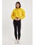 Sarı Crop Sweatshirt, Peluş Sweatshirt, Kadın Sweatshirt, Fermuarlı Yaka Sweatshirt 1