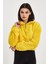 Sarı Crop Sweatshirt, Peluş Sweatshirt, Kadın Sweatshirt, Fermuarlı Yaka Sweatshirt 4