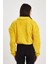 Sarı Crop Sweatshirt, Peluş Sweatshirt, Kadın Sweatshirt, Fermuarlı Yaka Sweatshirt 5