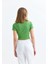 Yeşil Bisiklet Yaka Kısa Kollu Kaşkorse Crop Bluz 3