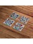 Çini Desen, Mavi Karanfil Tile Desen Doğal Taş Traverten Bardak Altlığı 4 Lü Set 1