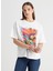 Bisiklet Yaka Beyaz Kadın T-Shirt L241413100-LOOSE Fit T-Shirt 1