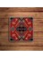 Kırmızı Tile Motif Doğal Taş Traverten Bardak Altlığı 4 Lü Set 1
