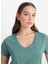 V Yaka Haki Kadın T-Shirt L41JEN801-BISIKLET Yaka T-Shirt 3