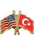 Amerika Türkiye Flamalı Gold Renk Metal Rozet 1 Adet 1