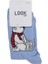 Look Socks Atkılı Ayıcık Karakter Desenli Mavi Kolej Çorap 3