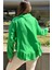 Kadın Yeşil Eteği Fırfır ve Yırtmaç Detaylı, Terletmez Rahat Kumaş, Salaş Gömlek 5