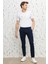 Erkek Lacivert Slim Fit Dar Kesim Yan Cepli Pamuklu Esnek Armürlü Pantolon 2