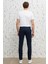 Erkek Lacivert Slim Fit Dar Kesim Yan Cepli Pamuklu Esnek Armürlü Pantolon 4