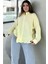Kadın Sarı Eteği Fırfır ve Yırtmaç Detaylı, Terletmez Rahat Kumaş, Salaş Gömlek 4
