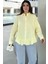 Kadın Sarı Eteği Fırfır ve Yırtmaç Detaylı, Terletmez Rahat Kumaş, Salaş Gömlek 5