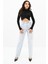 Kadın Dik Yaka Drapeli Kapaklı Crop Bluz 1655-24 2