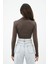Kadın Dik Yaka Drapeli Kapaklı Crop Bluz 1655-24 2
