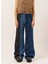 Jeans Yüksek Bel Lastikli Paça Standart Indigo Kadın Denim Pantolon 241K1J0301 1
