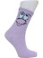 Look Socks Şaşkın Face Karakter Desenli Mor Kolej Çorap 3 Çift 2