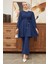 Ispanyol Paça Pantolon Tunik Takım - Indigo 2