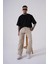 Baggy Relaxed Jean Efektli Pantolon Beıge 2
