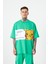 Erkek Pikachu Baskılı Oversize Açık Yeşil Tişört 1