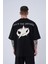 Erkek Ripped Technical Nakışlı Oversize Siyah Tişört 1
