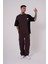 Erkek Ripped Technical Nakışlı Oversize Kahverengi Tişört 3