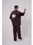 Erkek Ripped Technical Nakışlı Oversize Kahverengi Tişört 4