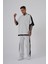 Erkek Contrast Yıkamalı Oversize Gri Spotted Tişört 3