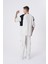 Erkek Contrast Shoulder Detail Baskılı Oversize Gri Tişört 4