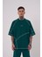 Erkek Stradie Dikiş Detay Oversize Petrol Yeşili Tişört 1
