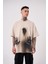 Erkek Believe Me Baskılı Oversize Açık Bej Tişört 1