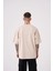 Erkek Believe Me Baskılı Oversize Açık Bej Tişört 3