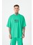 Erkek Hunt Your Dreams Baskılı Oversize Açık Yeşil Tişört 2