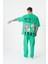 Erkek Hunt Your Dreams Baskılı Oversize Açık Yeşil Tişört 4