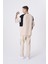 Erkek Contrast Shoulder Detail Baskılı Oversize Açık Bej Tişört 4