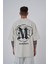 Erkek High Neck Baskılı Oversize Gri Tişört 2