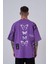 Erkek Number 5 Baskılı Oversize Mor Tişört 1