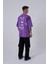 Erkek Number 5 Baskılı Oversize Mor Tişört 4