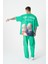 Erkek The Lovers Baskılı Oversize Açık Yeşil Tişört 4