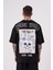 Erkek Savage World Baskılı Oversize Siyah Tişört 1