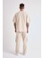 Erkek Dama Patch Oversize Açık Bej Tişört 4