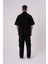 Erkek Be Yourself Polo Yaka Oversize Siyah Tişört 4