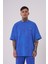 Erkek Luxury Yıkamalı Basic Oversize Açık Mavi Spotted Tişört 1