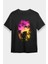 Renkli Kurt Siyah Unisex Tişört T-Shirt 1