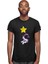Yıldız Tutan Şirin Astronot Siyah Unisex Tişört T-Shirt 3