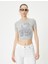Crop Tişört Kısa Kollu Bisiklet Yaka Pamuklu Slim Fit 3