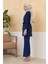 Kolları Piliseli Pantolon Tunik Takım - Indigo 5
