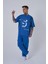 Erkek Number 5 Baskılı Oversize Açık Mavi Tişört 3