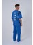 Erkek Number 5 Baskılı Oversize Açık Mavi Tişört 4