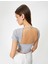 Sırt Dekolteli Tişört Crop Kısa Kollu Fitilli Slim Fit 1
