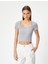 Sırt Dekolteli Tişört Crop Kısa Kollu Fitilli Slim Fit 3