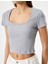 Sırt Dekolteli Tişört Crop Kısa Kollu Fitilli Slim Fit 5